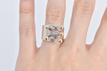 Load image into Gallery viewer, Sterling Silver 14k Gold Ball Fork Criss Cross Statement Ring