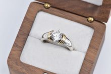 Load image into Gallery viewer, Sterling Silver 14k Gold CZ Solitaire Travel Engagement Ring