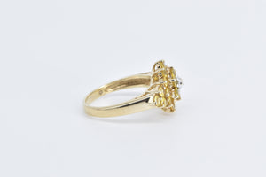 10K Diamond Yellow Sapphire Cluster Statement Ring Yellow Gold