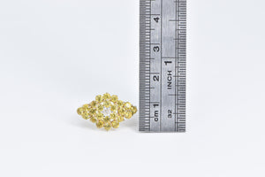 10K Diamond Yellow Sapphire Cluster Statement Ring Yellow Gold