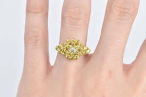 10K Diamond Yellow Sapphire Cluster Statement Ring Yellow Gold