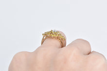 Load image into Gallery viewer, 10K Diamond Yellow Sapphire Cluster Statement Ring Yellow Gold