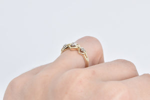 10K Diamond Three Heart Love Symbol Promise Ring Yellow Gold