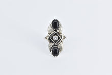 Load image into Gallery viewer, Sterling Silver Richard Begay Onyx CZ Native American Navajo Ring