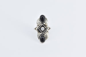 Sterling Silver Richard Begay Onyx CZ Native American Navajo Ring