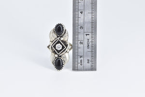 Sterling Silver Richard Begay Onyx CZ Native American Navajo Ring