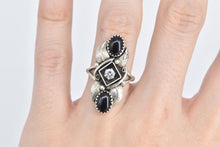 Load image into Gallery viewer, Sterling Silver Richard Begay Onyx CZ Native American Navajo Ring