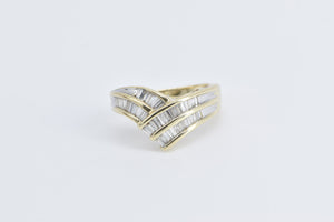 14K 1.70 Ctw Baguette Diamond Chevron Fashion Ring Yellow Gold