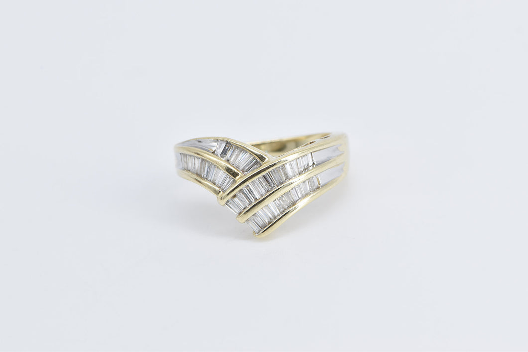 14K 1.70 Ctw Baguette Diamond Chevron Fashion Ring Yellow Gold
