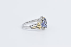 Sterling Silver 14k Gold Accent Tanzanite Vintage Diamond Ring