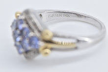 Load image into Gallery viewer, Sterling Silver 14k Gold Accent Tanzanite Vintage Diamond Ring