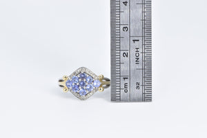 Sterling Silver 14k Gold Accent Tanzanite Vintage Diamond Ring