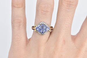 Sterling Silver 14k Gold Accent Tanzanite Vintage Diamond Ring