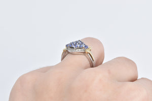 Sterling Silver 14k Gold Accent Tanzanite Vintage Diamond Ring