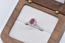 Load image into Gallery viewer, 14K 0.65 Ctw Oval Natural Ruby Diamond Halo Ring White Gold