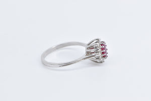 14K 0.65 Ctw Oval Natural Ruby Diamond Halo Ring White Gold