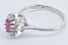 Load image into Gallery viewer, 14K 0.65 Ctw Oval Natural Ruby Diamond Halo Ring White Gold