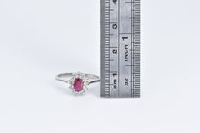 Load image into Gallery viewer, 14K 0.65 Ctw Oval Natural Ruby Diamond Halo Ring White Gold