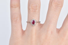 Load image into Gallery viewer, 14K 0.65 Ctw Oval Natural Ruby Diamond Halo Ring White Gold