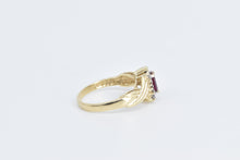 Load image into Gallery viewer, 10K Emerald Cut Natural Ruby Diamond Halo Ring Yellow Gold