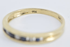 10K Sapphire Diamond Vintage Wedding Band Ring Yellow Gold