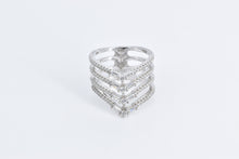 Load image into Gallery viewer, Sterling Silver Tiered Chevron CZ Encrusted Statement Ring