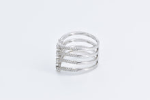 Load image into Gallery viewer, Sterling Silver Tiered Chevron CZ Encrusted Statement Ring