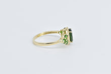 Load image into Gallery viewer, 10K Oval Sim. Tsavorite Garnet CZ Halo Statement Ring Yellow Gold