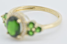 Load image into Gallery viewer, 10K Oval Sim. Tsavorite Garnet CZ Halo Statement Ring Yellow Gold