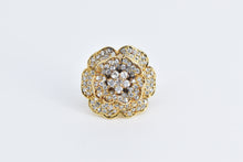 Load image into Gallery viewer, Sterling Silver Gold Plated Pave Encrusted Rose Flower CZ Ring