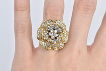 Load image into Gallery viewer, Sterling Silver Gold Plated Pave Encrusted Rose Flower CZ Ring