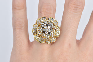 Sterling Silver Gold Plated Pave Encrusted Rose Flower CZ Ring