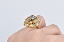 Load image into Gallery viewer, Sterling Silver Gold Plated Pave Encrusted Rose Flower CZ Ring