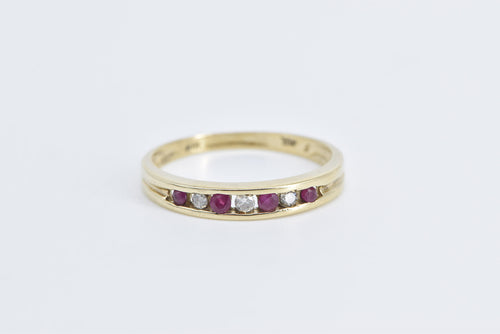 10K Ruby Diamond Vintage Classic Wedding Band Ring Yellow Gold