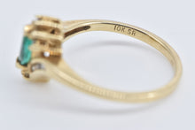 Load image into Gallery viewer, 10K Marquise Syn. Emerald Diamond Bypass Ring Yellow Gold