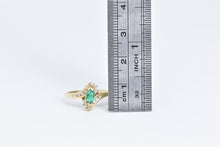 Load image into Gallery viewer, 10K Marquise Syn. Emerald Diamond Bypass Ring Yellow Gold