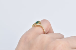 10K Marquise Syn. Emerald Diamond Bypass Ring Yellow Gold