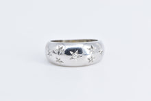 Load image into Gallery viewer, 14K Diamond Inset Star Cosmic Domed Band Ring White Gold