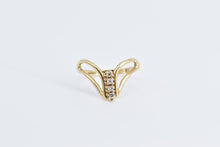 Load image into Gallery viewer, 14K Diamond Classic Vintage Chevron Curved Ring Yellow Gold