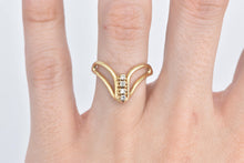 Load image into Gallery viewer, 14K Diamond Classic Vintage Chevron Curved Ring Yellow Gold