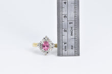 Load image into Gallery viewer, 14K Oval Pink Topaz Diamond Halo Engagement Ring Yellow Gold