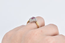 Load image into Gallery viewer, 14K Oval Pink Topaz Diamond Halo Engagement Ring Yellow Gold