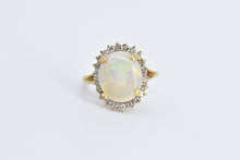 Load image into Gallery viewer, 18K Natural Opal Diamond Halo Vintage Statement Ring Yellow Gold