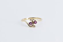 Load image into Gallery viewer, 10K Natural Ruby Diamond Accent Vintage Wavy Ring Yellow Gold