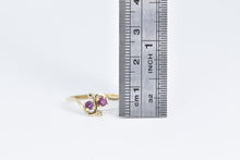 Load image into Gallery viewer, 10K Natural Ruby Diamond Accent Vintage Wavy Ring Yellow Gold