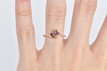 Load image into Gallery viewer, 10K Natural Ruby Diamond Accent Vintage Wavy Ring Yellow Gold