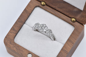 14K 0.87 Ctw Diamond Flower Cluster Engagement Ring White Gold