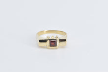 Load image into Gallery viewer, 14K Princess Garnet Squared Vintage Fashion Ring Yellow Gold