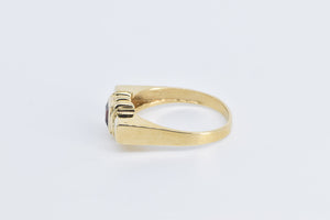 14K Princess Garnet Squared Vintage Fashion Ring Yellow Gold