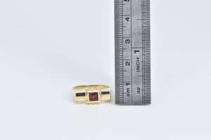 14K Princess Garnet Squared Vintage Fashion Ring Yellow Gold